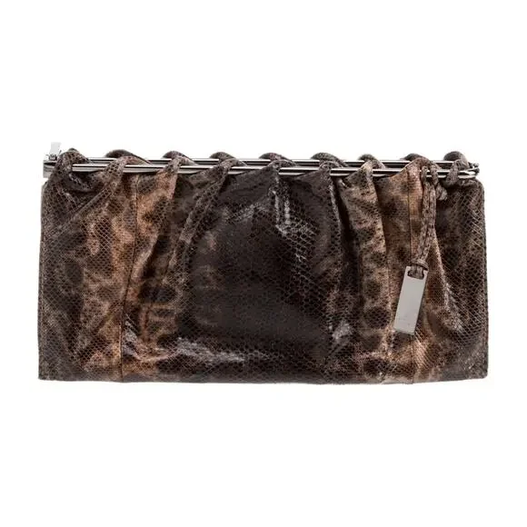 GUCCI Tom Ford karung leather clutch 1999 vintage minimalist y2k bag exotic skin - Picture 3 of 7